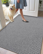 Color&Geometry Large Front Door Mat Indoor Entrance Non Slip Rubber Backed, 32"x48" Indoor Door Mats for Entryway, Dirt Trapper Double Doormat, Washable, Dark Grey (Rolled-up NO Creases)