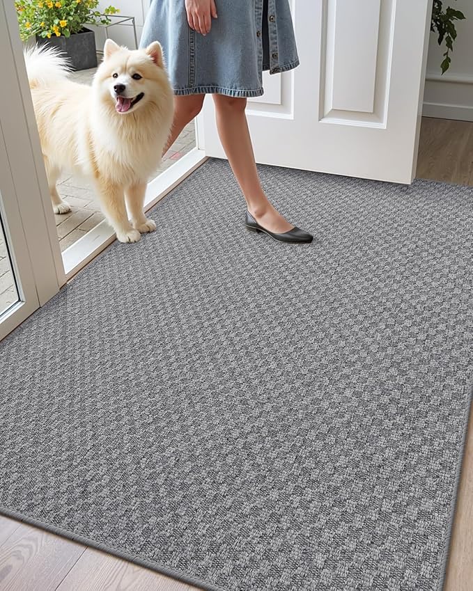 Color&Geometry Oversized Door Mat Non Slip Rubber Backed, 48"x72" Front Door Mat Indoor Outdoor Rug, Dirt Trapper Doormat, Heavy Duty Front Door Rugs, Dark Grey (Rolled-up NO Creases)