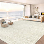 9x12 Area Rugs for Living Room, Washable Large Area Rug Neutral Modern Abstract Bedroom Rug Soft Non Slip Low Pile Stain Resistant Indoor Carpet for Kids Playroom Dining Room Office(Beige, 9'x12')