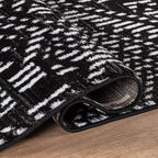 Rugshop Boho Black Tribal Area Rug Modern Indoor Carpet for Living Room, Bedroom, or Entryway – Non-Shedding, Low Pile Geometric Design 2' 3" x 12'