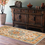 COMSLE Boho Distressed Area Rug 2' x 4', Machine Washable Faux Wool Non-Slip Small Rug for Entryway, Bedroom, Kitchen - Indoor Floor Carpet