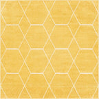 Unique Loom Trellis Frieze Collection Area Rug - Geometric (5' Square, Yellow/ Ivory)