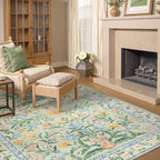 Lahome Boho Light Green Large Area Rugs for Bedroom 9x12, Floral Washable Rugs Living Room, Soft Non-Slip Thin Rug for Nursery Kids Playroom Tween Girls Home, Tea Green