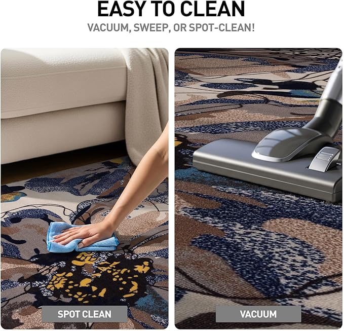 Rugshop Cream Bright Flowers Non Slip Non-Shedding Runner Rug for Hallway, Kitchen and Laundry Room, 2'7" x 8'
