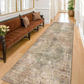 Vintage 2'6"x8' Wide Non Slip Runner Rugs for Hallway, Stain Resistant Washable Farmhouse Kitchen Rugs with Rubber Backing, Indoor Floor Mats for Entryway, Neutral Dark Medallion Abstract Décor