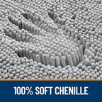 OLANLY Bathroom Rugs 32x20, Extra Soft Absorbent Chenille Bath Rugs, Rubber Backing Quick Dry, Machine Washable Bath Mats for Bathroom Floor, Tub and Shower, Home Decor Accessories, Grey