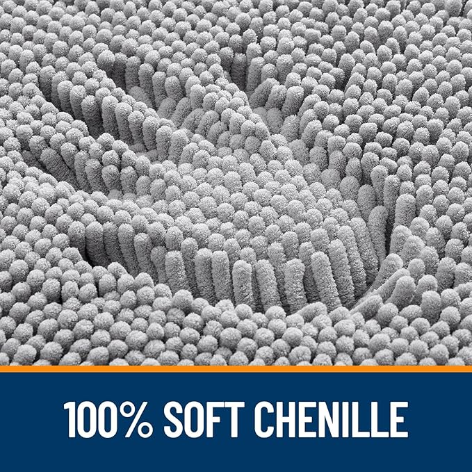OLANLY Bathroom Rugs 32x20, Extra Soft Absorbent Chenille Bath Rugs, Rubber Backing Quick Dry, Machine Washable Bath Mats for Bathroom Floor, Tub and Shower, Home Decor Accessories, Grey