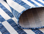 Unique Loom Outdoor Striped Collection Area Rug - Striped (2' x 6' 1" Runner, Blue/Ivory)