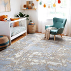 WITSHOCK 8x10 Area Rugs for Living Room: Washable Abstract Large Rug for Dining Room Bedroom Carpet Non Slip 8 by 10 Indoor Modern Nursery Home Office Blue Brown