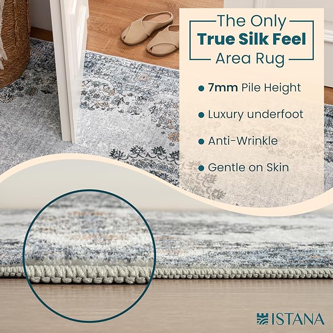 Istana 9x12 Area Rug - Blue 9 x 12 Area Rugs for Living Room - Foldable 9x12 Rugs for Bedroom/Living Room Rug - Stain Resistant Washable Rugs - Eco-Friendly Area Rugs