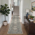 Bavni Washable Runners for Hallways 2X10, Ultra-Thin Non Slip Long Runner Rug, Print Vintage Aesthetic Carpet Runner, Low Pile Rugs for Kitchen Porch Bedroom, Grey