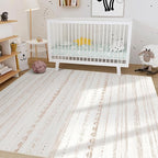 Nakagishi 5x8 Area Rug Living Room: Washable Boho Large Neutral Soft Farmhouse Rugs Stain Resistant Modern Indoor Floor Non-Slip Carpet for Bedroom Nursery Kids Playroom Office Dining Room Dorm- Brown
