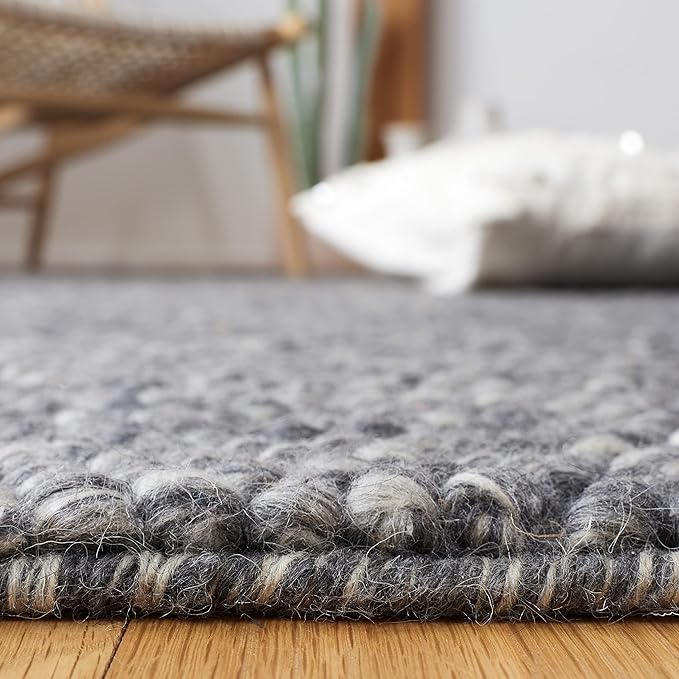 SAFAVIEH Natura Collection Runner Rug - 2'3" x 12', Dark Grey, Handmade Wool Blend, Textured Design, Ideal for Hallway, Bedroom, Foyer (NAT620H)