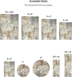 ReaLife Rugs Machine Washable Area Rug Runner - Living Room Bedroom Bathroom Kitchen Entryway Office - Padded Low Pile Stain Resistant Premium - Modern Abstract Contemporary - Quinn - Beige 2'6" x 8'