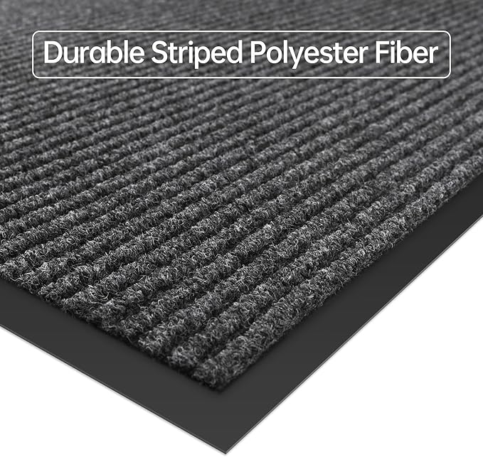 Front Door Mat, 3' x 6' Heavy Duty Indoor Outdoor Door Mat for Entryway, Commercial Door Mats Entrance, Low Profile Welcome Mats Non-Slip, Durable Rubber Backing Entry Mat for Patio, Home