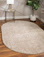 Unique Loom Davos Shag Collection Area Rug - Solid (3' 3" x 5' 3" Oval, Linen)