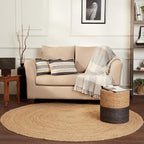 REDEARTH · Round Area Rug - Hand Woven Braided 100% Natural Jute - Artisan Made Reversible Boho Jute Rugs for Bedroom - Kitchen - Living Room - Farmhouse - Aesthetic Home Decor (8' Feet - Natural)