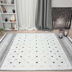 Alfa Rich 4x6 Gray Off White Washable Area Rugs for Living Room Bedroom Kitchen Dining Cotton Rug