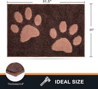 PURRUGS Dirt Trapping Door Mat 20" x 31.5", Non-Skid/Slip Machine Washable Microfiber Entryway Rug, Dog Doormat, Super Absorbent Welcome Mat for Muddy Wet Shoes and Paws, Brown