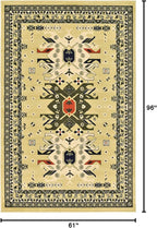 Unique Loom Taftan Collection Border Geometric Tribal Inspired Design Area Rug (5' 0 x 8' 0 Rectangular, Gold/ Gray)