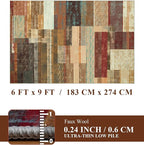 YIHOUSE Brown Area Rug 6x9, Farmhouse Rugs Washable,Vintage Burgundy Carpets for Bedroom,Burnt Orange Area Rug Non Slip,Geometric Boho Rug for Kitchen,Dining Room