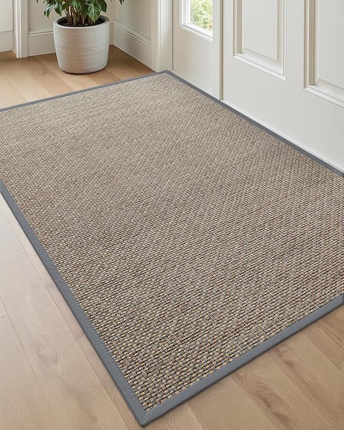 DEXI Ultra Thin Entryway Indoor Door Mat 36x56, Non Slip Rubber Backing Inside Entry Mat, Low Profile Easy Clean Dirt Trapper Doormat for Inside Entrance Patio, Grey