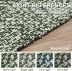 Collive Long Hallway Runner Rug 2.6' x 7', Washable Runner Indoor Entryway Rug, Olive Green/Cream Braided Woven Kitchen Runner Rugs Low-Profile Front Door Floor Carpet for Bedroom Doorway