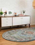 Unique Loom Isabella Collection Area Rug - Rossellini (7' 10" x 10' Oval, Blue/ Beige)