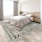 9x12 Area Rugs - 9x12 Washable Area Rug Indoor Vintage Rug Print Rug Low-Pile Floor Carpet for Living Room, Bedroom (Olive Charcoal)