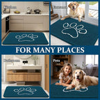 OLANLY Dog Door Mat for Muddy Paws 24x16, Paw Print Design, Absorbs Moisture and Dirt, Absorbent Non-Slip Washable Doormat, Quick Dry Chenille Mud Mat, Entry Indoor Entryway Carpet, Atlantic Blue