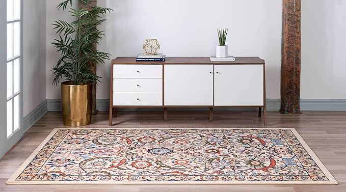 Unique Loom Espahan Collection Area Rug - Cape Cod (7' 10" x 10' Rectangle, Cream/ Black)