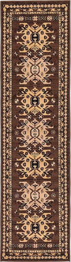 Unique Loom Taftan Collection Border Geometric Tribal Inspired Design Area Rug (2' 2 x 8' 2 Runner, Brown/ Tan)