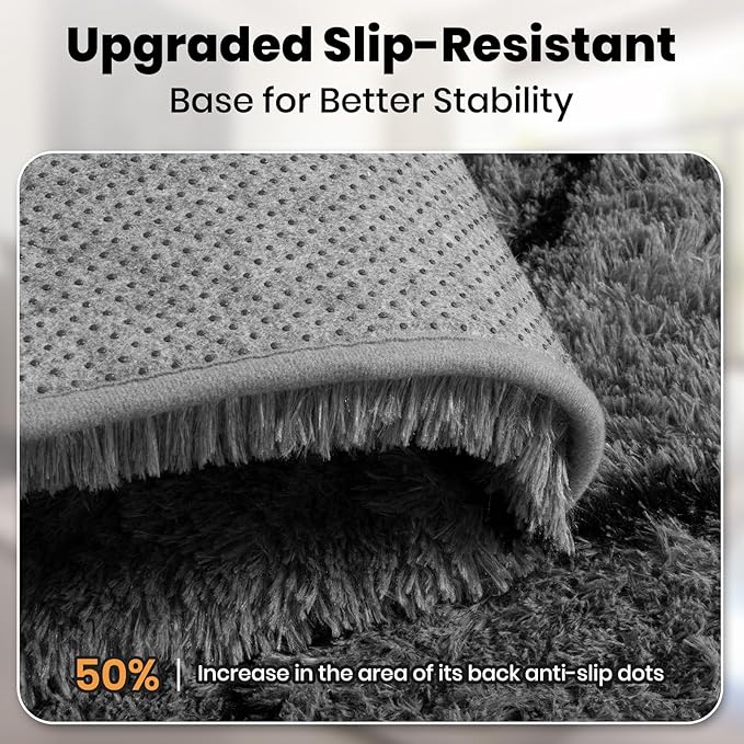 Zentavio Area Rugs for Living Room Large Rugs for Bedroom 5x8 Carpet Fluffy Fuzzy Soft Shag Aesthetic Plush High Pile Gray Throw Rug for Nursery Kids Room Dorm Triangle Grey