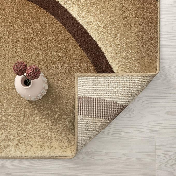 2305 Geometric Abstract Beige 5x7 Area Rugs for Living Room