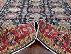Carbon Black with Turkey Red Karjihooz Design with All Over Pattern Vegetable Dyes Pure Wool Soft Pile Hand Knotted Oriental Rug (9'x12')