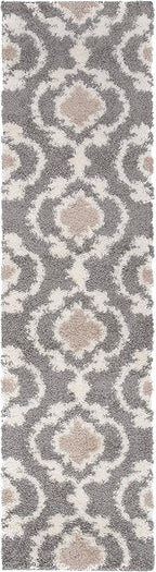Rugshop Cozy Moroccan Trellis Gray/Cream 2' x 7'2" Indoor Shag Area Rug Runner