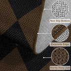 Easy Jute Checkered Entryway Rug, 2x3 Coffee Modern Indoor Outdoor Doormat, Washable Non-Slip Neutral Small Kitchen Rug Farmhouse Diamond Throw Rugs for Entrance Bedroom Bathroom