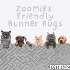 24ft Runner Rug by Custom Size - Deco Grey | Non-Slip Rubber Backed | Washable & Pet Friendly | Edge Bound