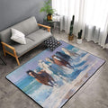 Horse Run Gallop in Waves Ocean Area Rug Washable Outdoor Rugs Anti-Slip Soft Carpet Entryway Indoor Door Mat for Bedroom,Living Room,Porch,Terrace and Entrance Decor 2'x 1'