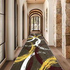 Gold White Red Circle Pattern Runner Rug, 2x10ft Washable Hallway Entrance Rugs - Corridor & Foyer Long Accent Rug, Modern Stylish Decor Carpet for Home Runner Non-Slip Mat