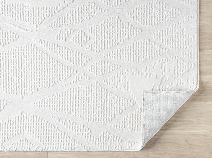 Adel Modern Area Rug for Living Room, 8x10 Rustic Distressed Abstract Large Cream Neutral Rug, Medium Pile Stain Resistant Carpet for Bedroom, Dining Room or Kitchen (8' x 10', Cream)