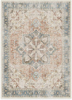 RUGGABLE Washable Vintage Area Rug – Kamran Coral 5x7, Stain-Resistant, Non-Slip – Medium Machine Washable Rugs for Living Room, Bedroom, Hallway, Entryway & Office–with Standard Pad
