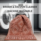 ILANGO Moroccan Area Rugs 3'x5' for Living Room Machine Washable Modern Rugs with Rubber Backing Non Slip Carpet for Dedroom Farmhouse Dining Room, Ultra-Thin, Foldable, Easy Clean