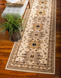 Unique Loom Taftan Collection Border Geometric Tribal Inspired Design Area Rug (3' 0 x 16' 5 Runner, Ivory/ Tan)