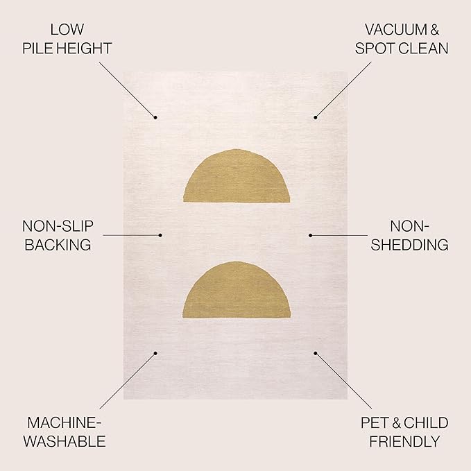JONATHAN Y Machine Washable Cream/Moss Indoor Area Rug 3X5 ft, Luola Minimalist Geometric for Living Room, Bedroom, Kitchen, Office, Easy-Cleaning, High Traffic, Pet-Friendly, Non-Shedding WSH112A-3
