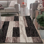 Superior Rockwood 3 Piece Indoor Area Rug Set, Jute Backing, Modern Color Block Decor For Hallway, Entry, Office, Kitchen, Bedroom, Living Room Floors, Plush Rugs, 2' x 3', 3' x 5', 5' x 8', Chocolate