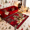 Merry Christmas Large Area Rug 5x7 Puppy Christmas Tree Living Room Rug | Little Cat Pup Dog Rugs for Bedroom, Cute Pet Animal Golden Retrievers Carpet Indoor Floor Mat
