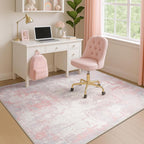 Washable Area Rugs 4'x5' Non-Slip Modern Abstract Soft for Living Room Entryway Bedroom Nursery, Print Pattern, Grey Pink