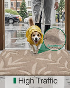 LUMI Front Door Mat Indoor Entrance 48"x72", Low Profile Welcome Mat, Non-Slip Washable Doormat with Rubber Backing for Entrance, Patio, Garage, Beige