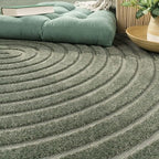 Paco Home Modern Area Rug with Curved Bow Pattern – Minimalist Design in Green, Size: 2'8" x 4'11"